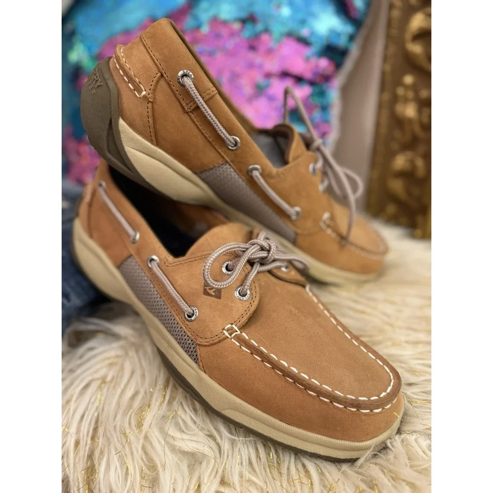 Sperry A/O 2-Eye Leather Boat Shoes Brown Men's 8.5 Authentic Original